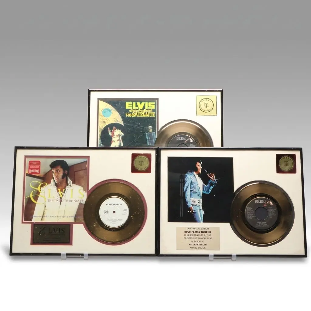 Elvis Presley "An American Trilogy" and More Gold Tone LP Framed Vinyl Records