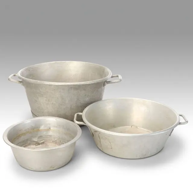 Vintage Aluminum Handled Pots and Bowl