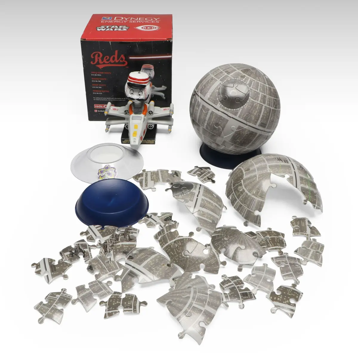 Cincinnati Reds Star Wars "Mr. Redlegs" Bobblehead and 3D Death Star Puzzles