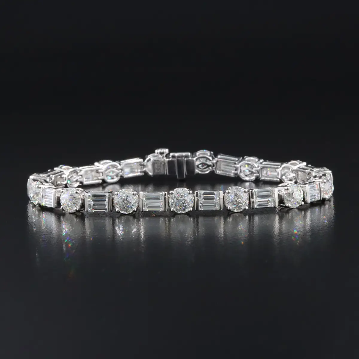 Platinum 21.67 CTW Diamond Line Bracelet with Online GIA Reports