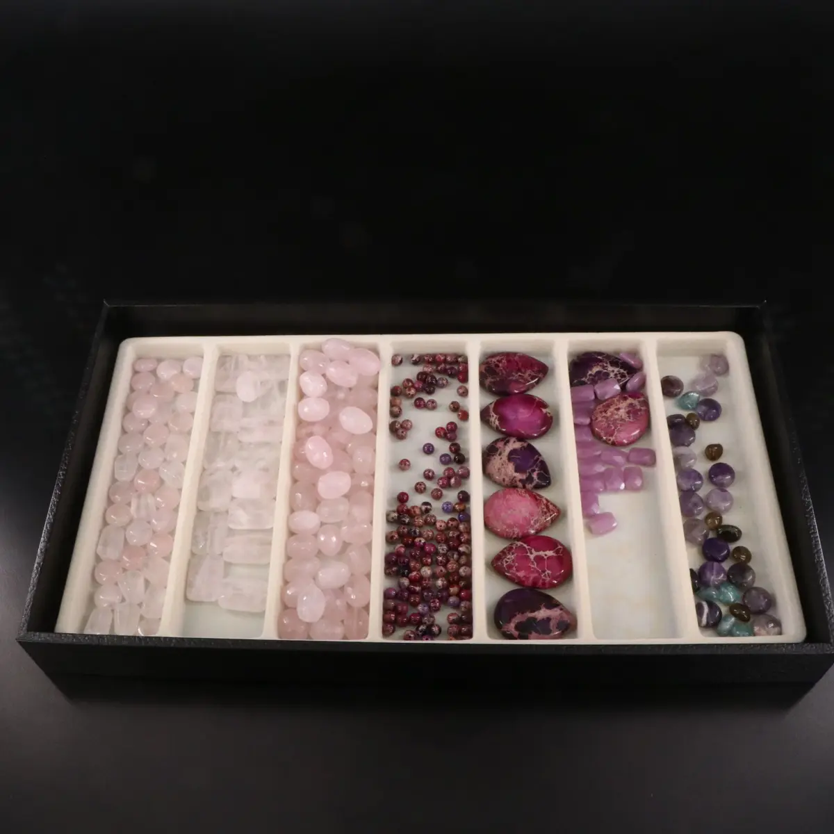 Loose Beads Featuring Rose Quartz, Amethyst and Fluorite