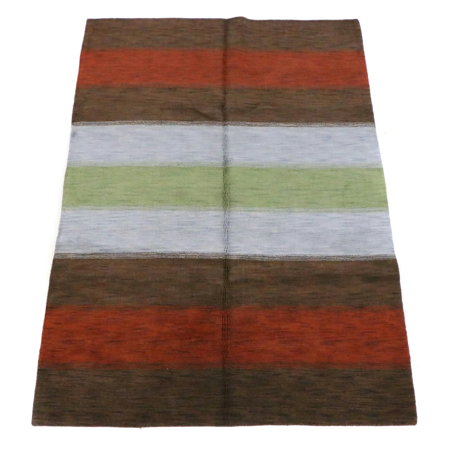 6'5 x 9'9 Hand-Knotted Contemporary Indian Striped Area Rug
