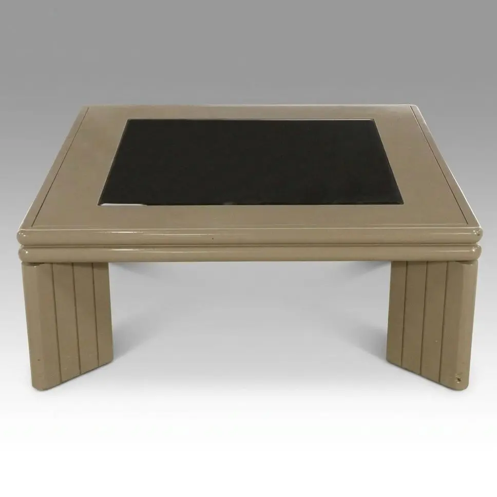 Modernist Painted Wood and Smoked Glass Cocktail Table