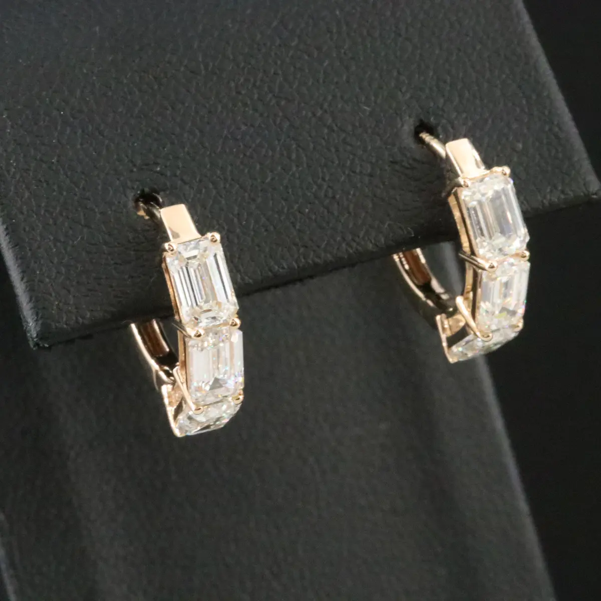 14K 3.11 CTW Diamond Hoop Earrings with GIA Reports