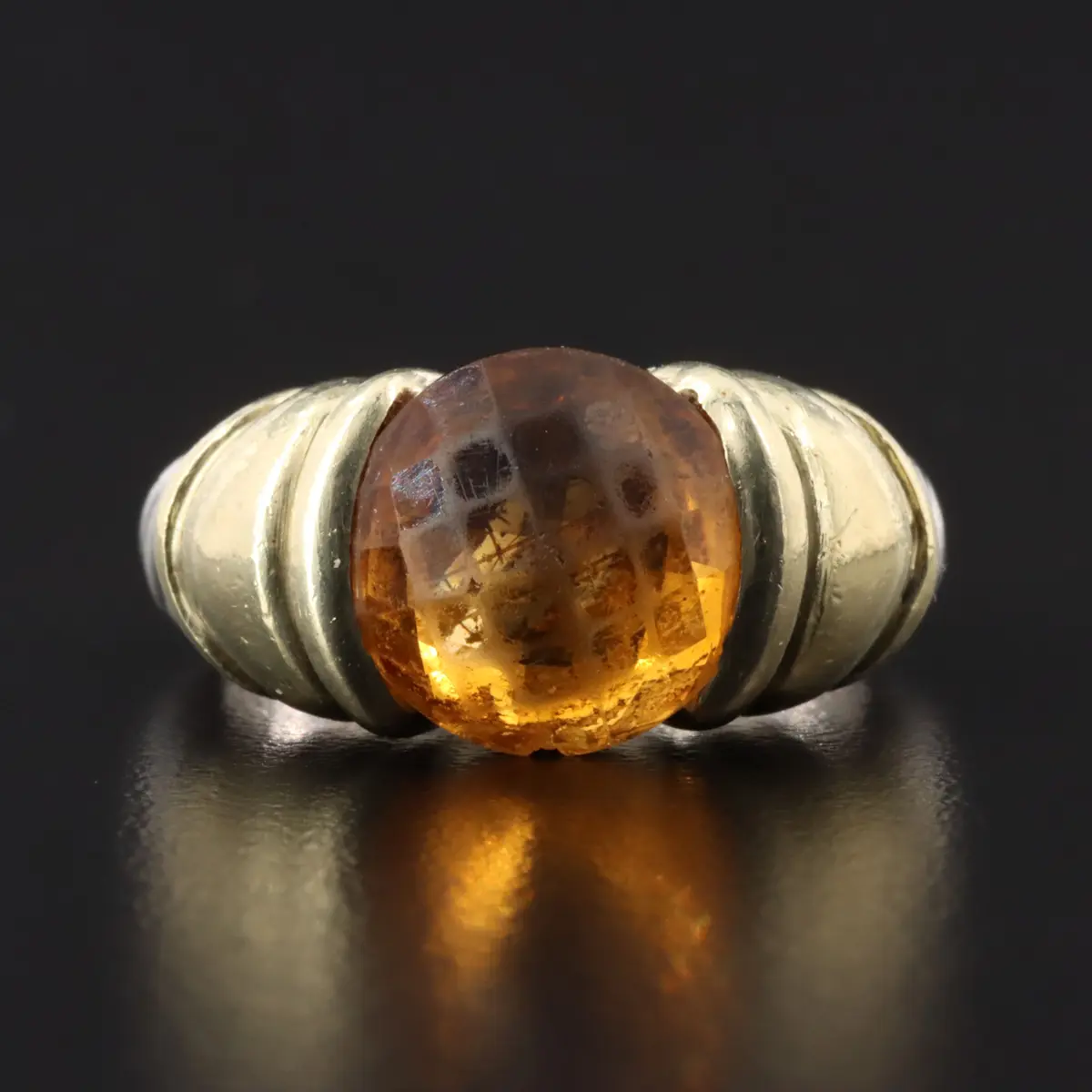 David Yurman Capri Sterling Citrine Ring with 14K Accents