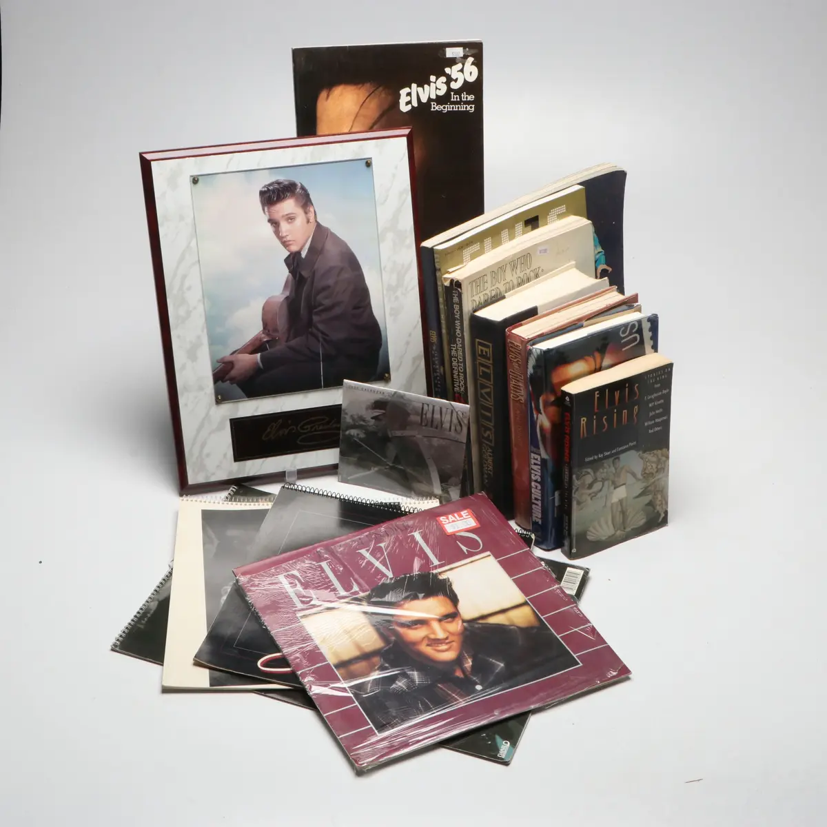 Elvis Presley Signature Plaque with Other Elvis Books and Calendars