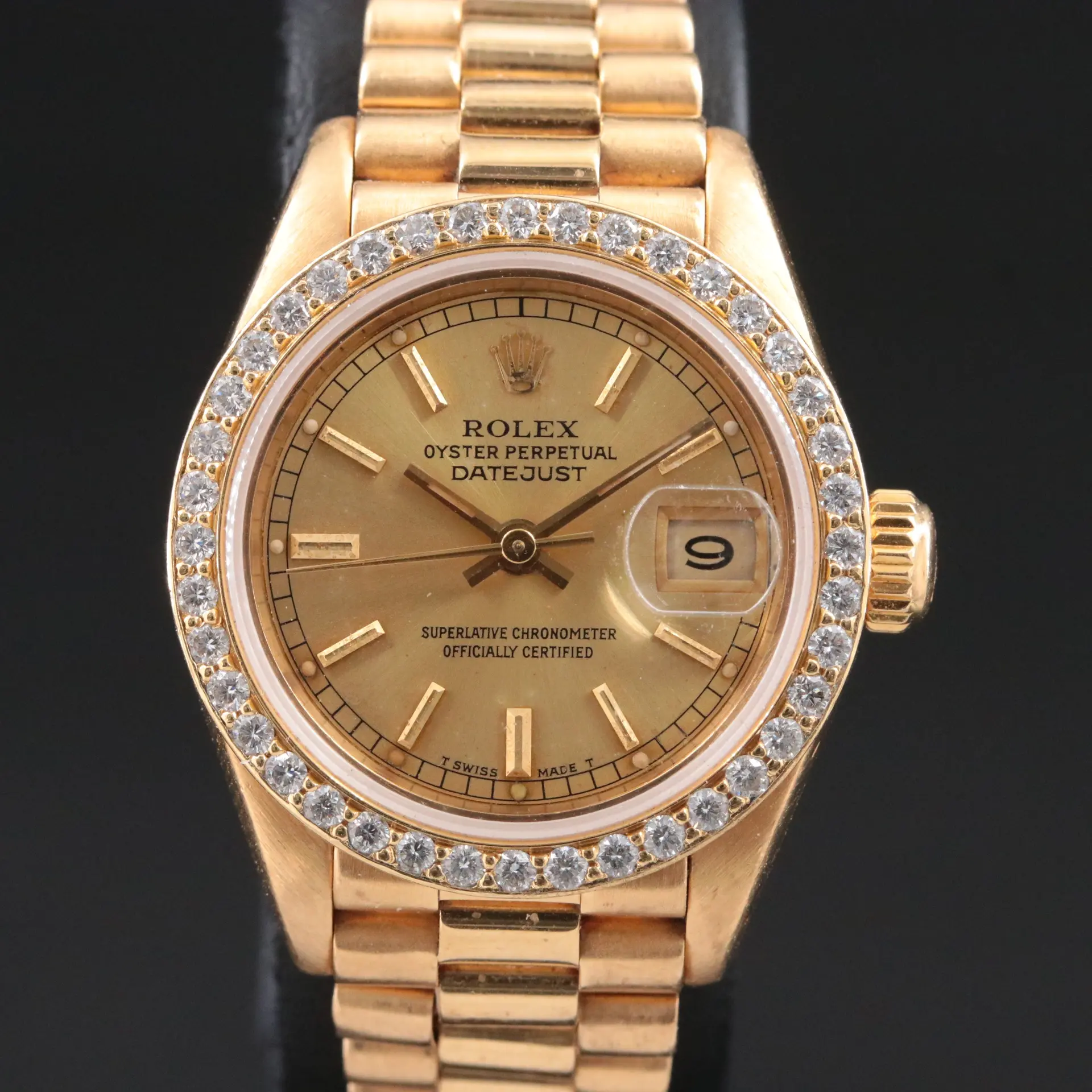 1989 Rolex Datejust Custom Diamond Bezel President Band Watch