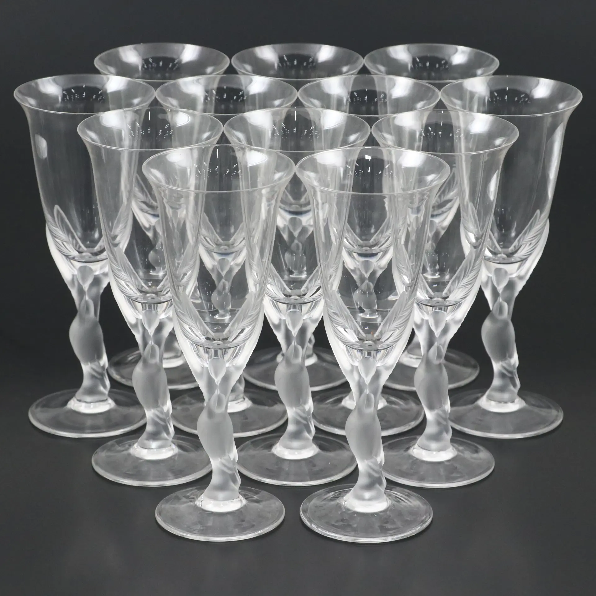 Igor Carl Fabergé for Franklin Mint "The Snow Dove" Crystal Wine Glasses