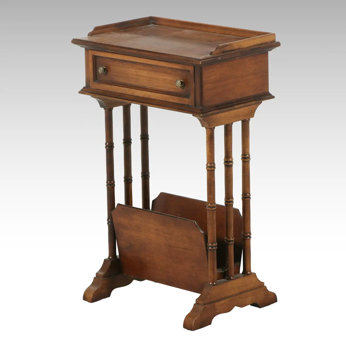 Regency Style Mahogany Book Stand with Magazine Rack Stretcher, Late 20th C.
