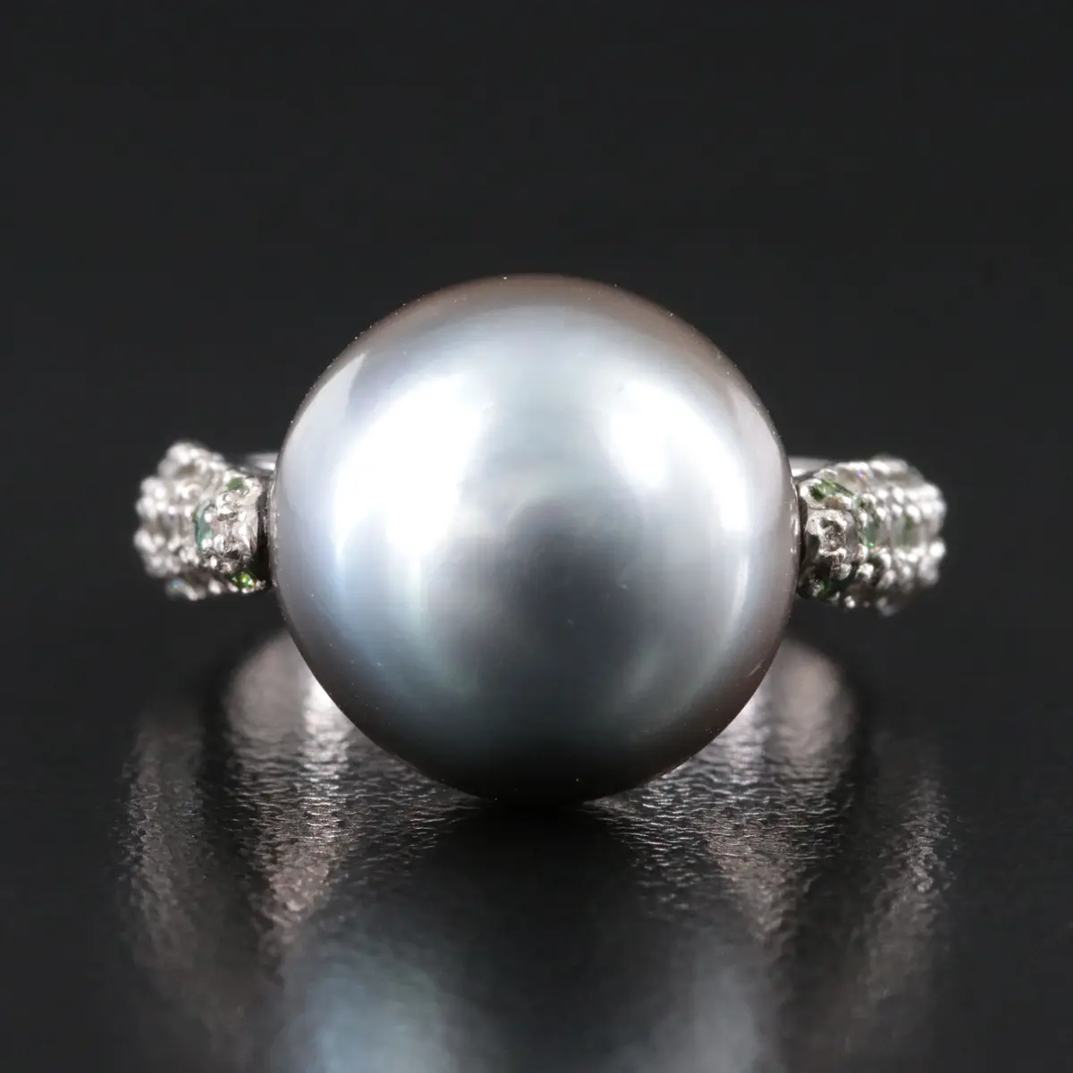18K Pearl, Fancy Color Lab Grown Diamond and White Sapphire Ring
