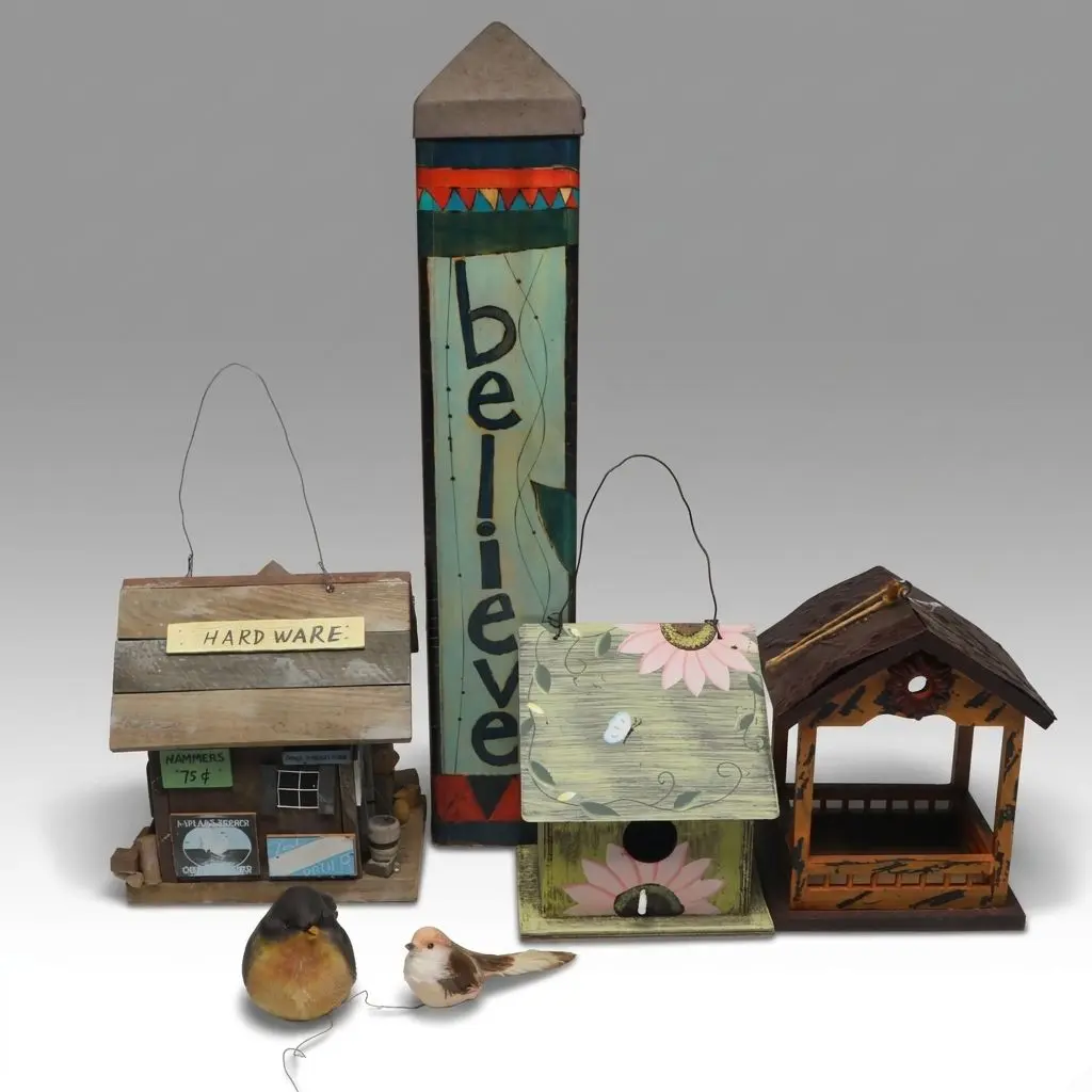S. Burgess and Other Paint-Decorated Wood Birdhouses