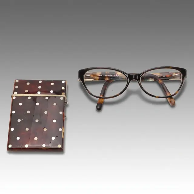 Tory Burch TY2045 Cateye Glasses and Vintage Card Case in M.O.P &