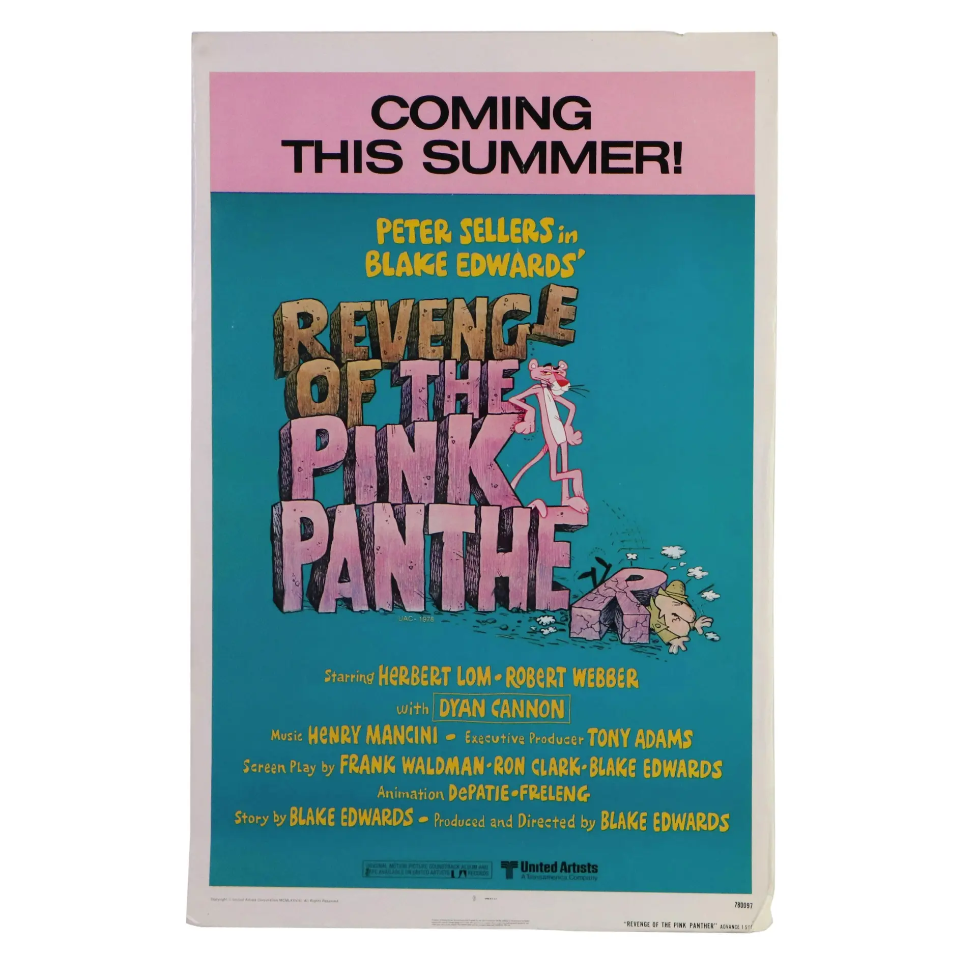 Vintage Film Offset Lithograph "Revenge of the Pink Panther," 1978