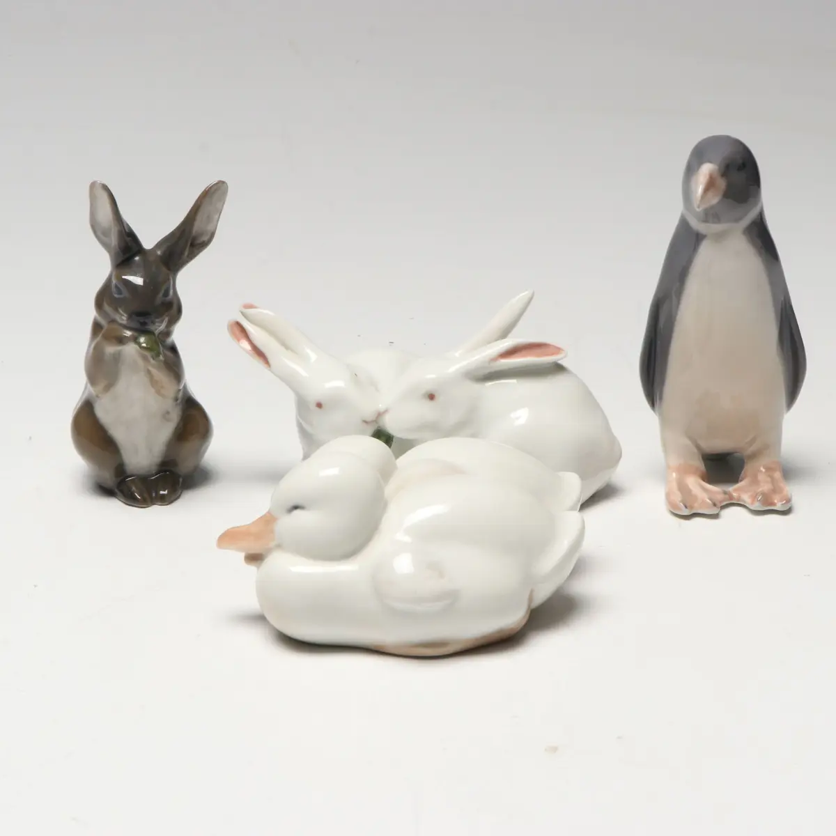 Royal Copenhagen Rabbits and Other Porcelain Figurines, 20th Century