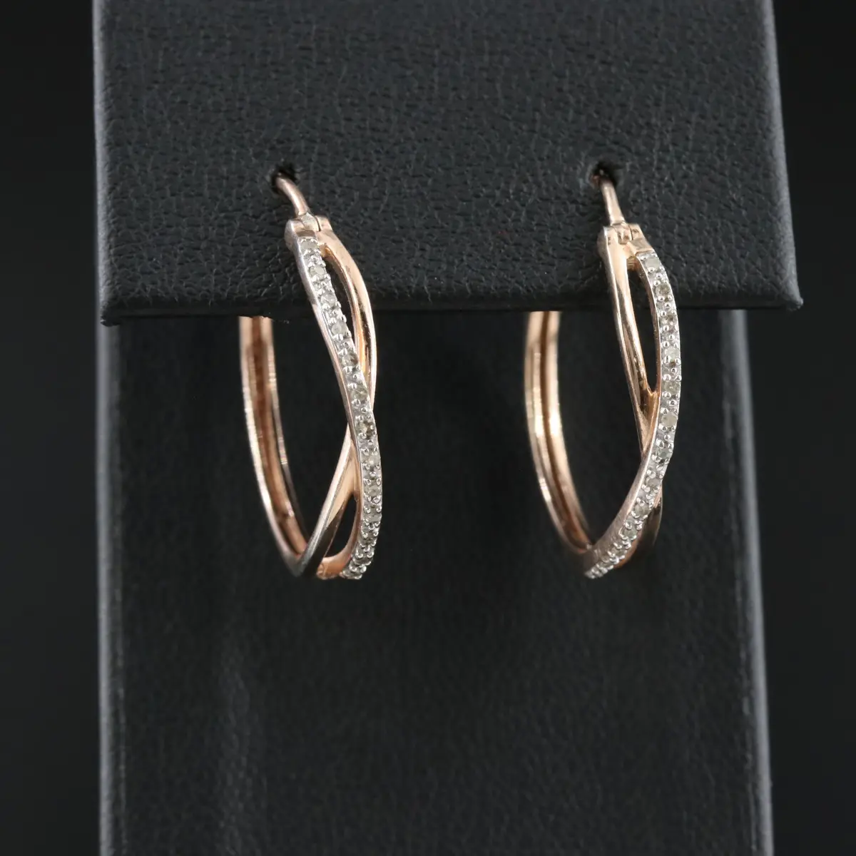 Sterling Diamond Crossover Hoop Earrings