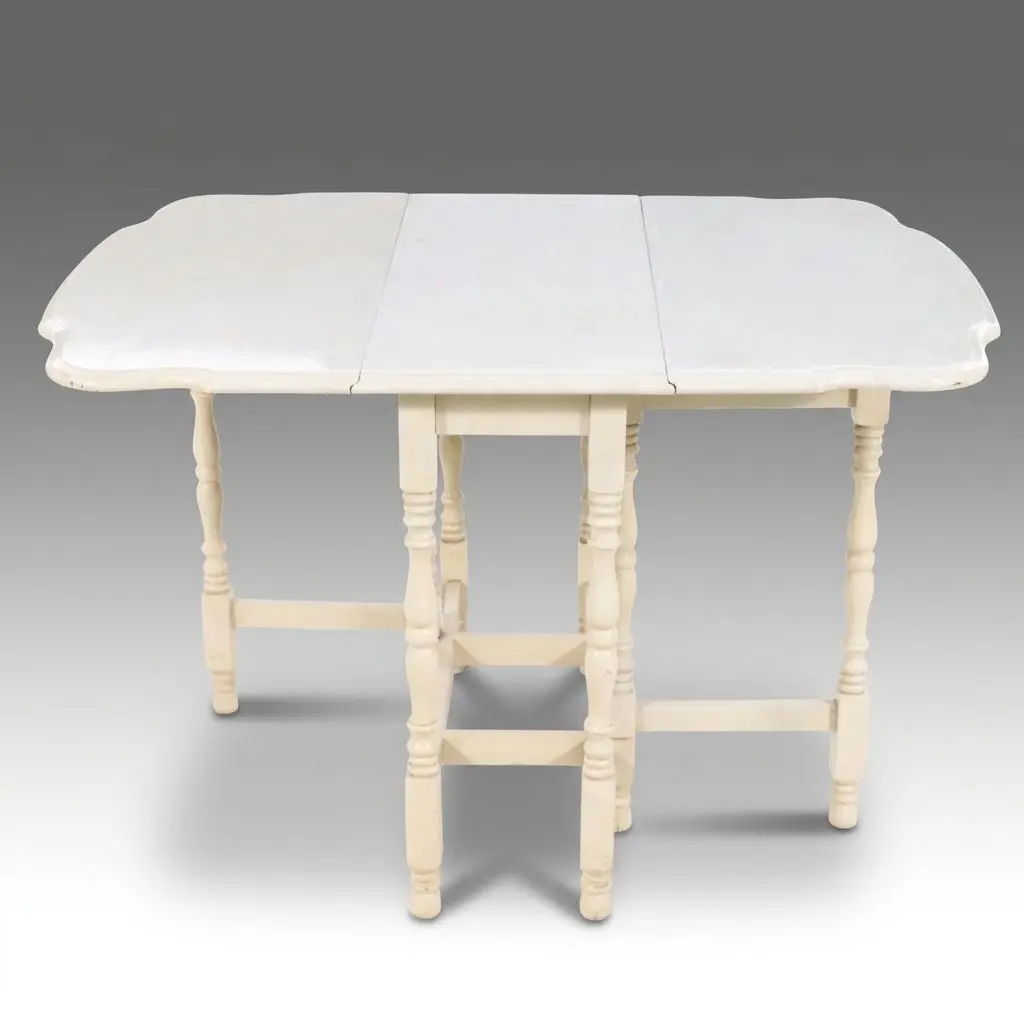 Colonial Revival White Painted Wood Gate-Leg Pembroke Table