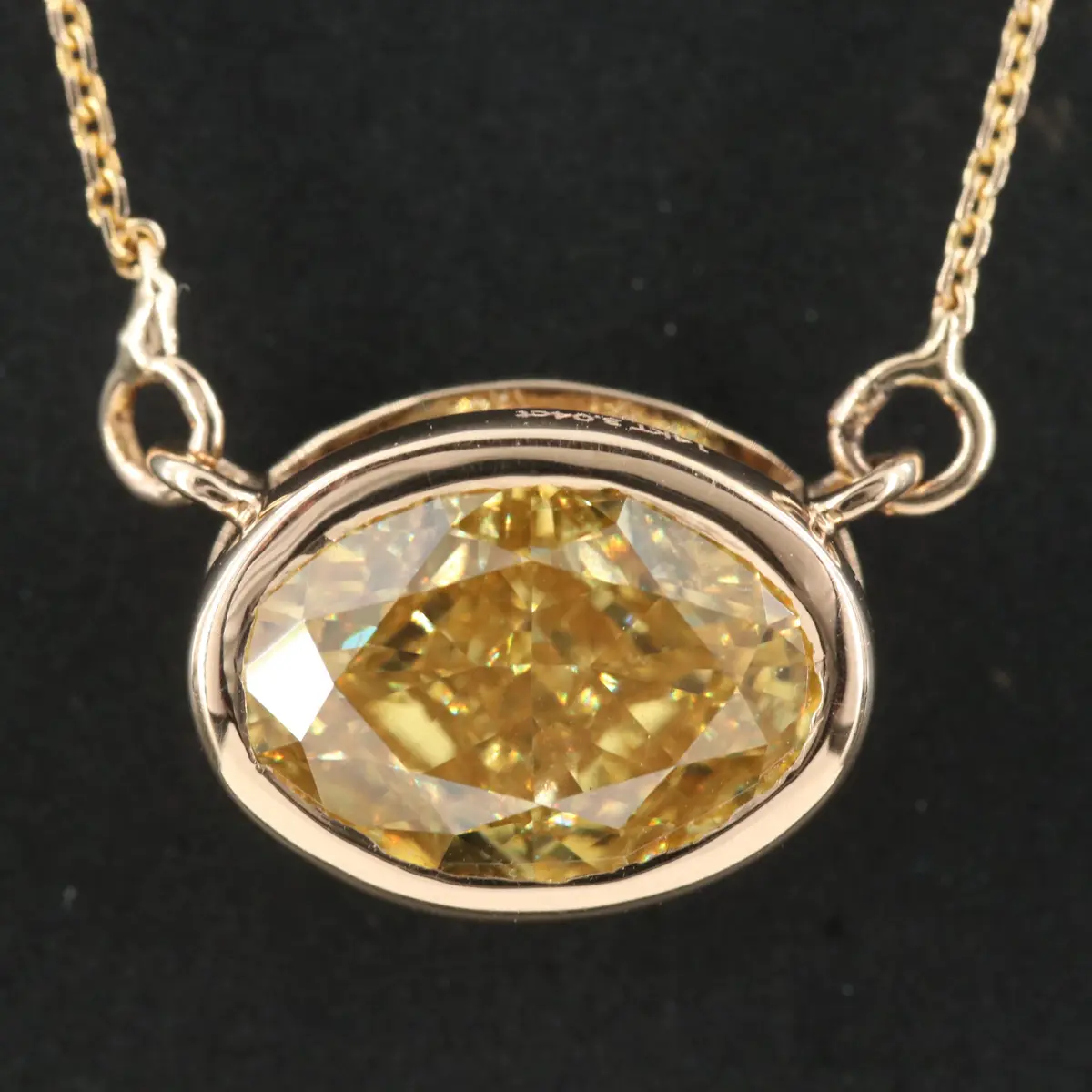 14K 3.04 CT Fancy Vivid Yellow Lab Grown Diamond Necklace with IGI Report