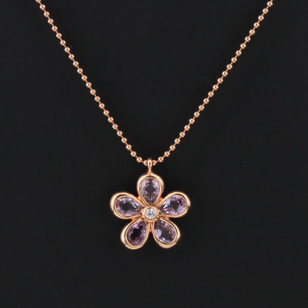 Tiffany & Co. Sparklers 18K Rose Gold Amethyst Diamond Garden Flower Necklace