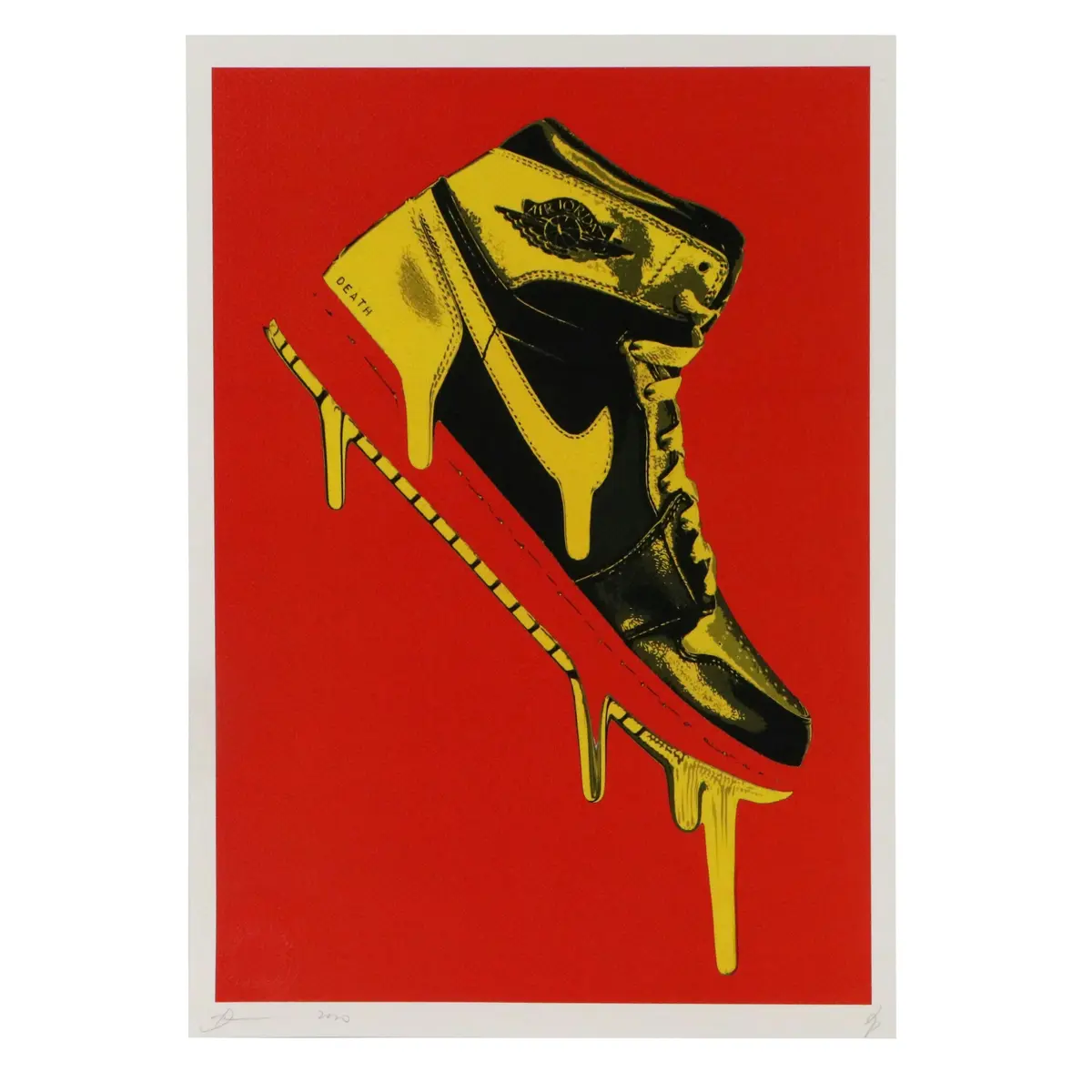 Death NYC Pop Art Graphic Print "Yellow Drip Jordans"