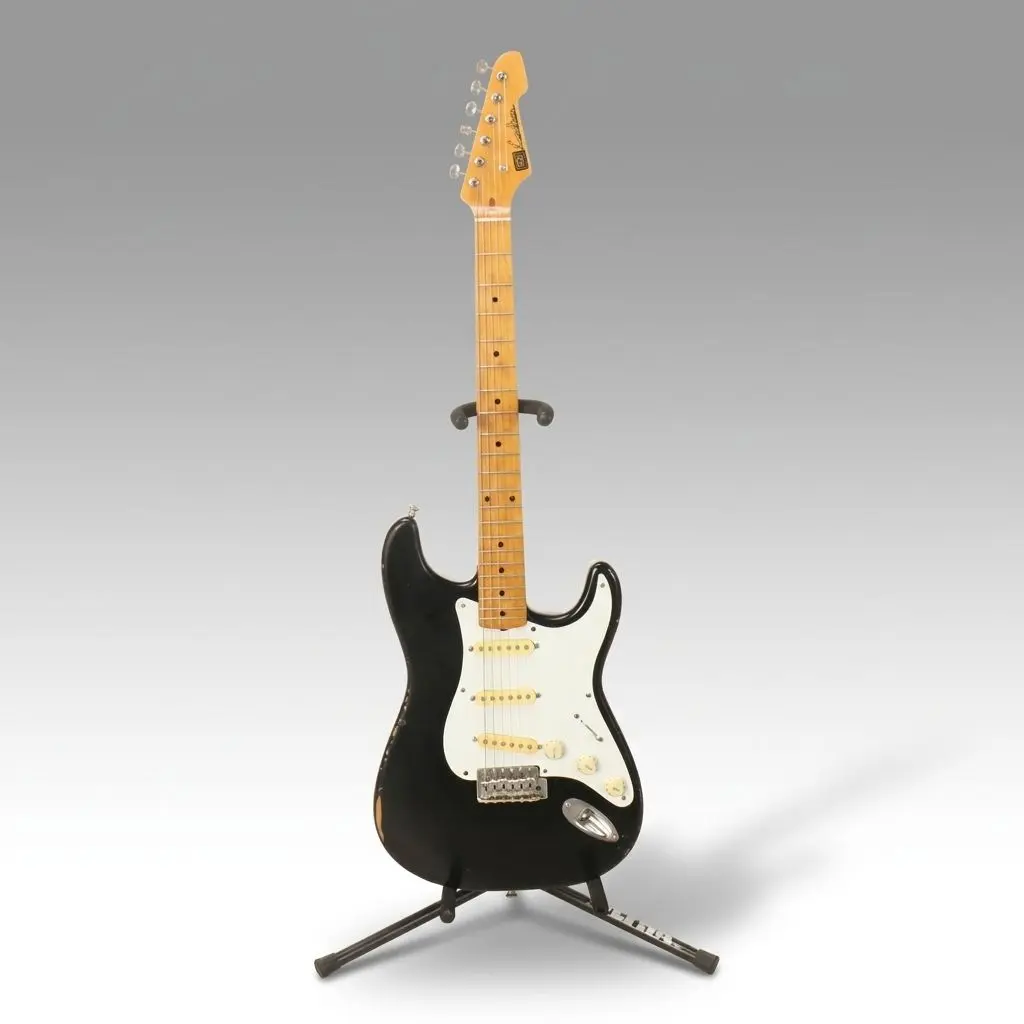Strings & Things Custom Electric Guitar with Hardshell Case, Leather Strap