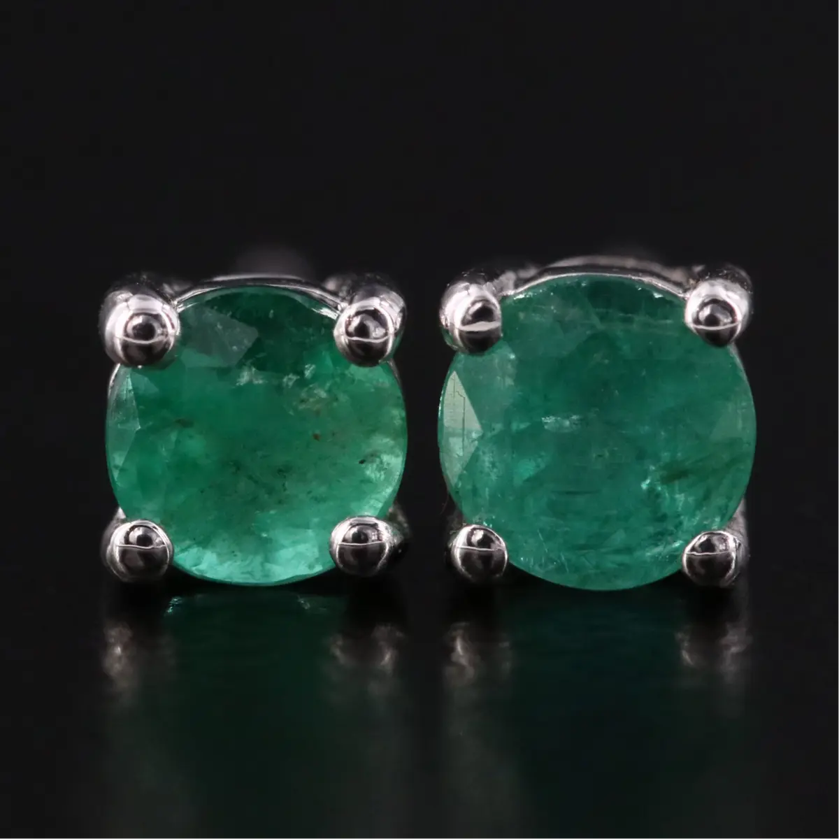 14K 0.48 CTW Emerald Solitaire Earrings with IGI Jewelry Report