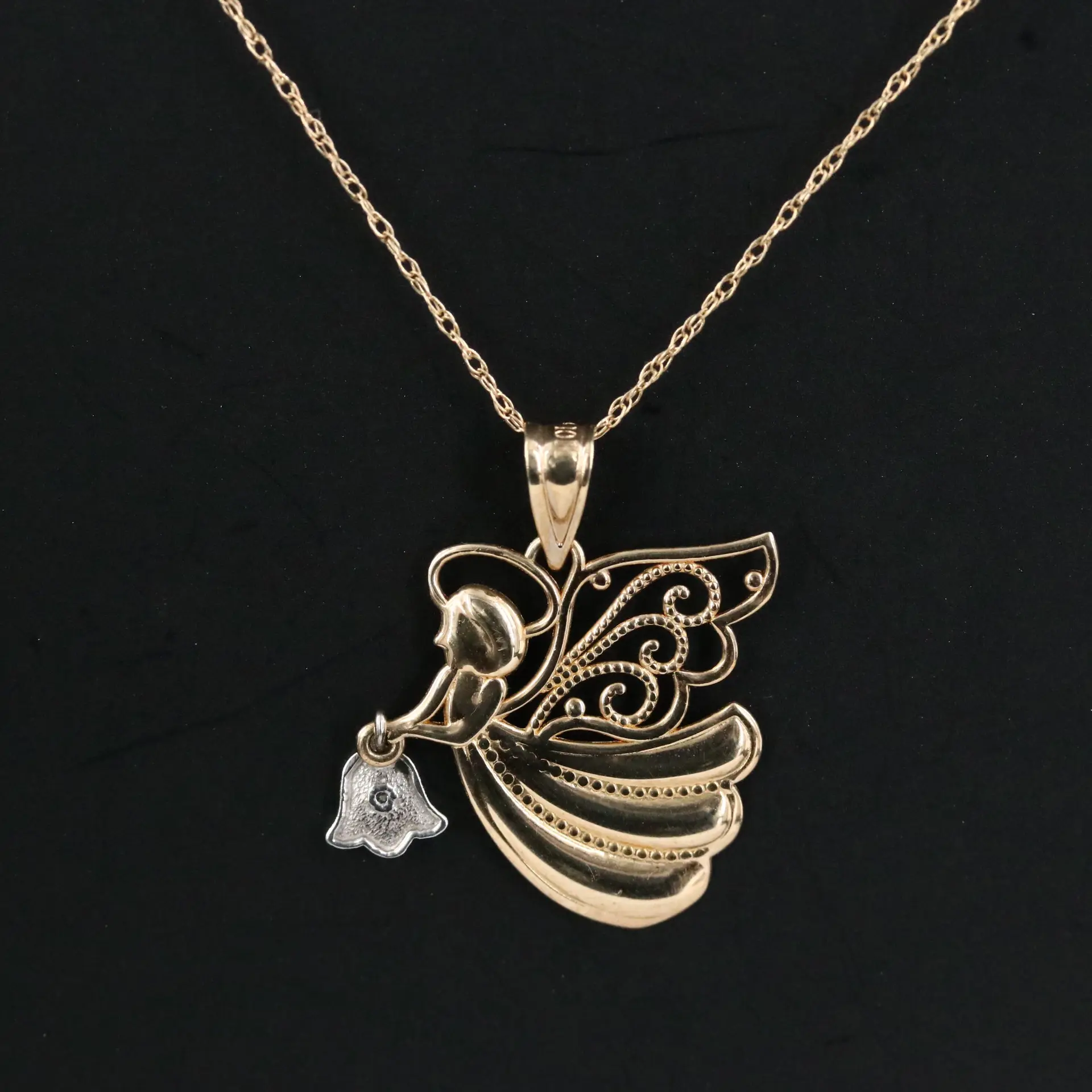 Michael Anthony 10K Angel Pendant Necklace with Diamond Accent