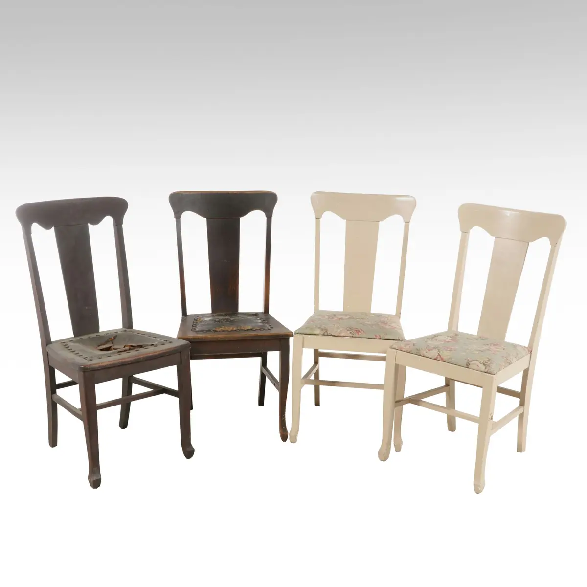 Set of Four Art Deco Wooden Side Chairs, Early 20th Century