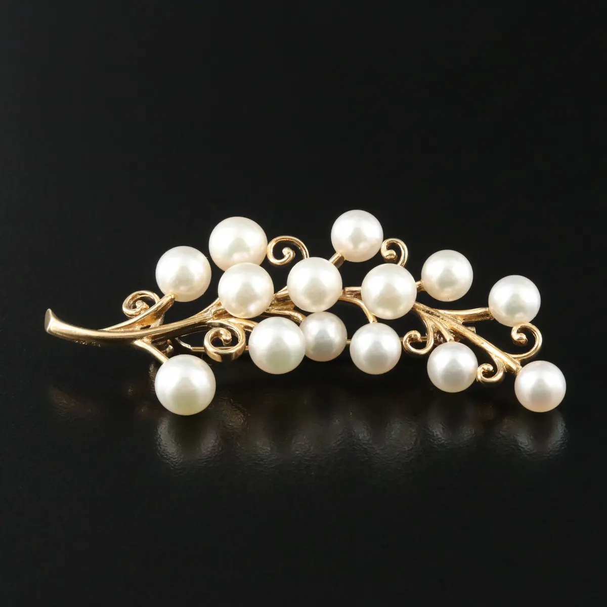 Mikimoto 14K Pearl Swirling Branch Brooch