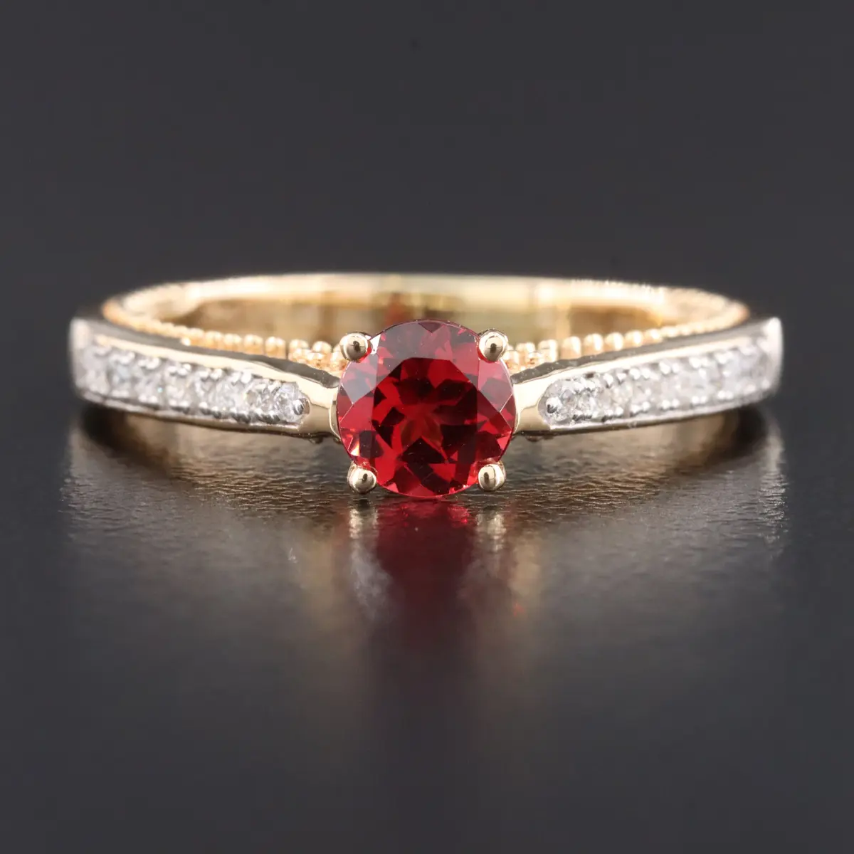 14K Garnet and Diamond Ring
