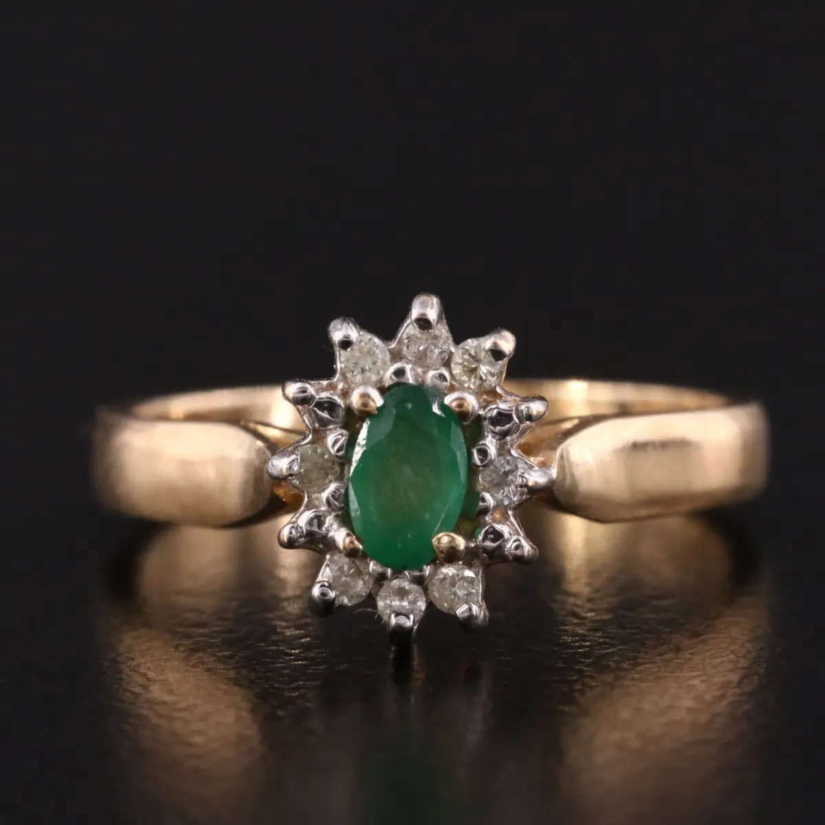 14K Emerald and Diamond Ring