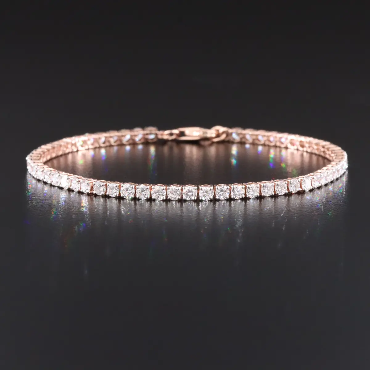 14K Rose Gold 3.61 CTW Lab Grown Diamond Line Bracelet