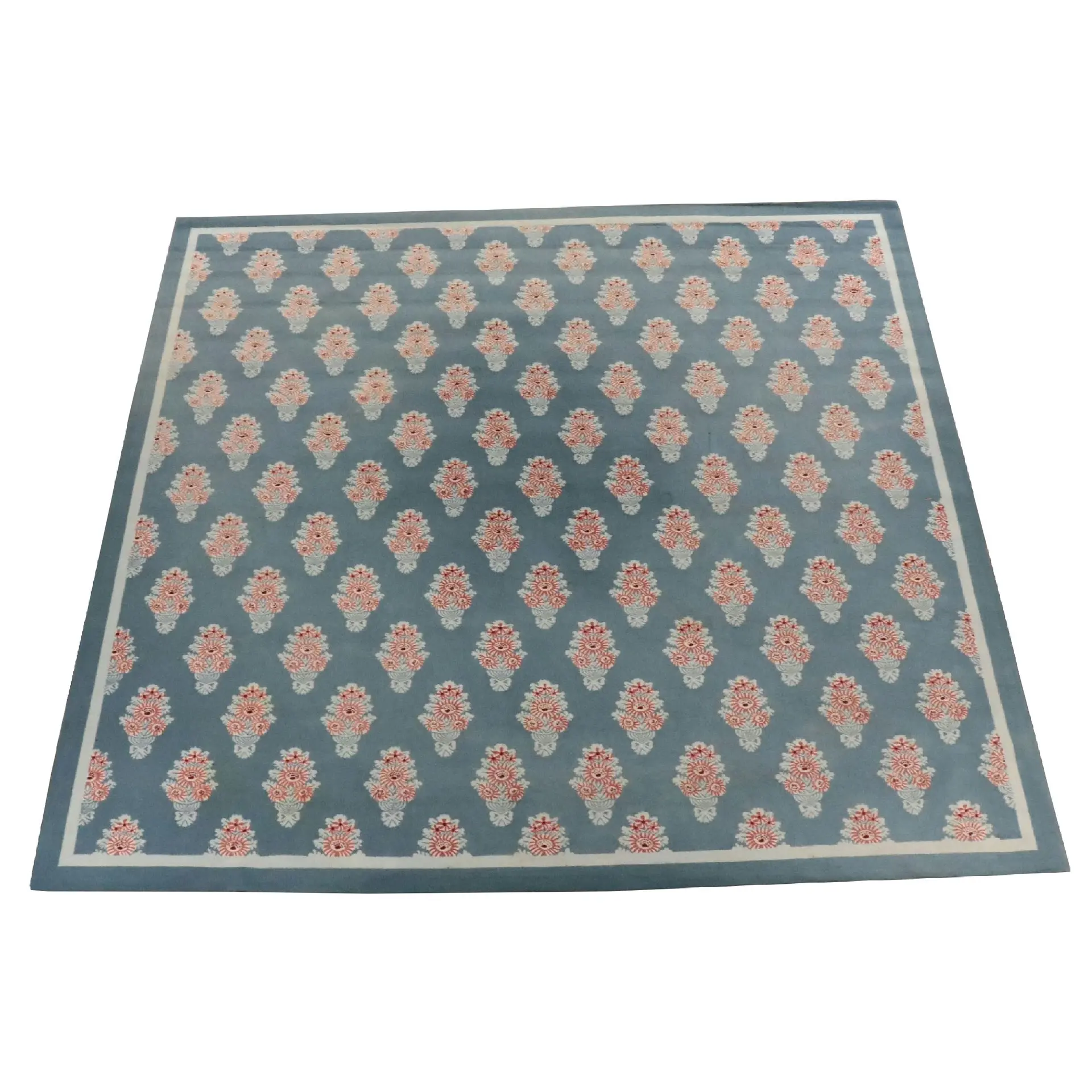 15'10 x 15'11 Square Custom Hand-Tufted Floral Lattice Room-Sized Rug