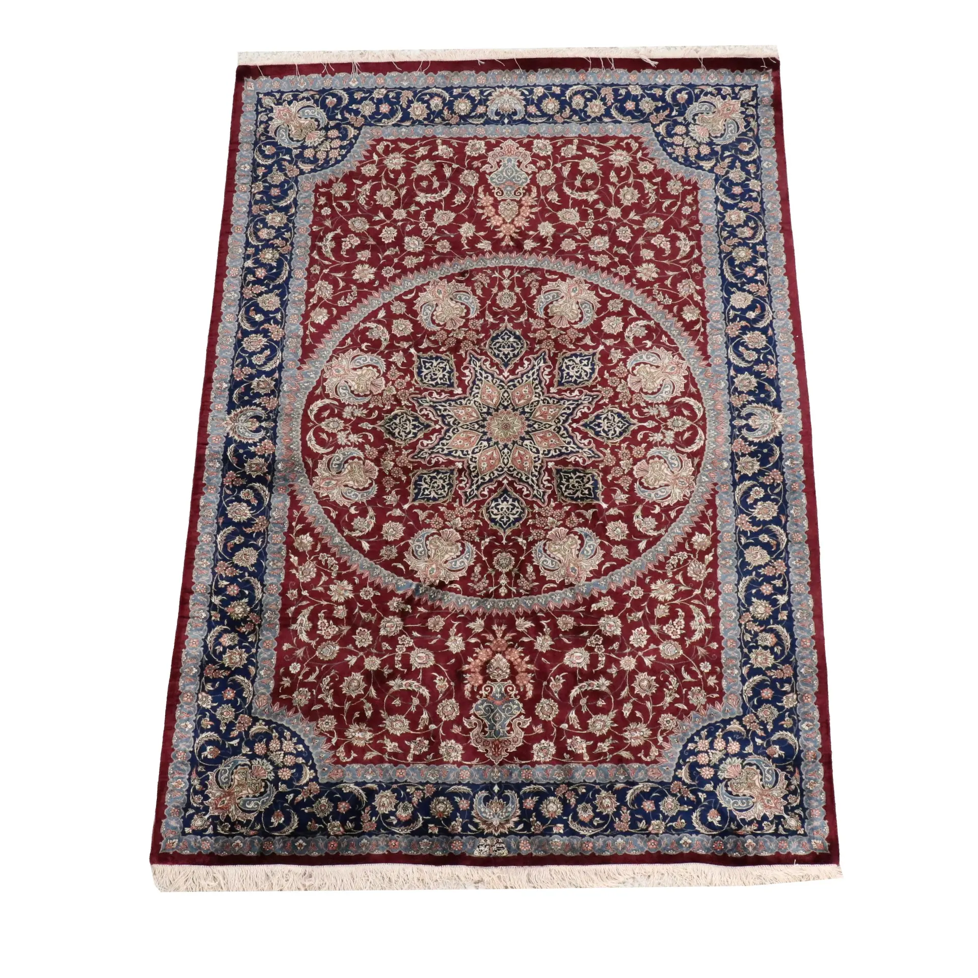 4'4 x 6'9 Hand-Knotted Persian Nain Silk Area Rug