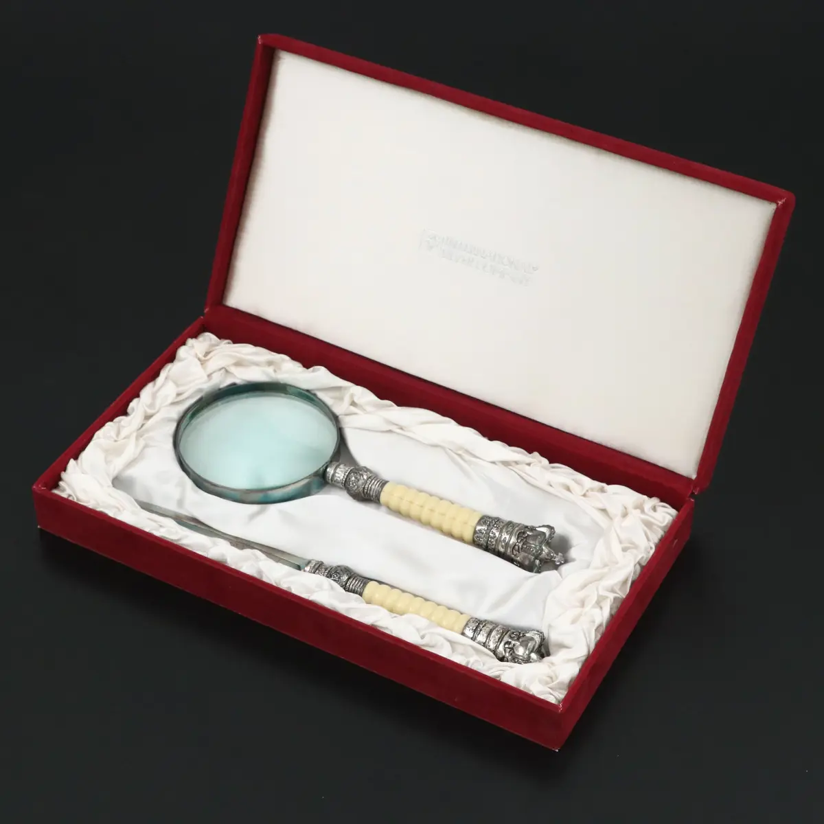 International Silver Co. Silver Plate Magnifier Glass and Letter Opener Set