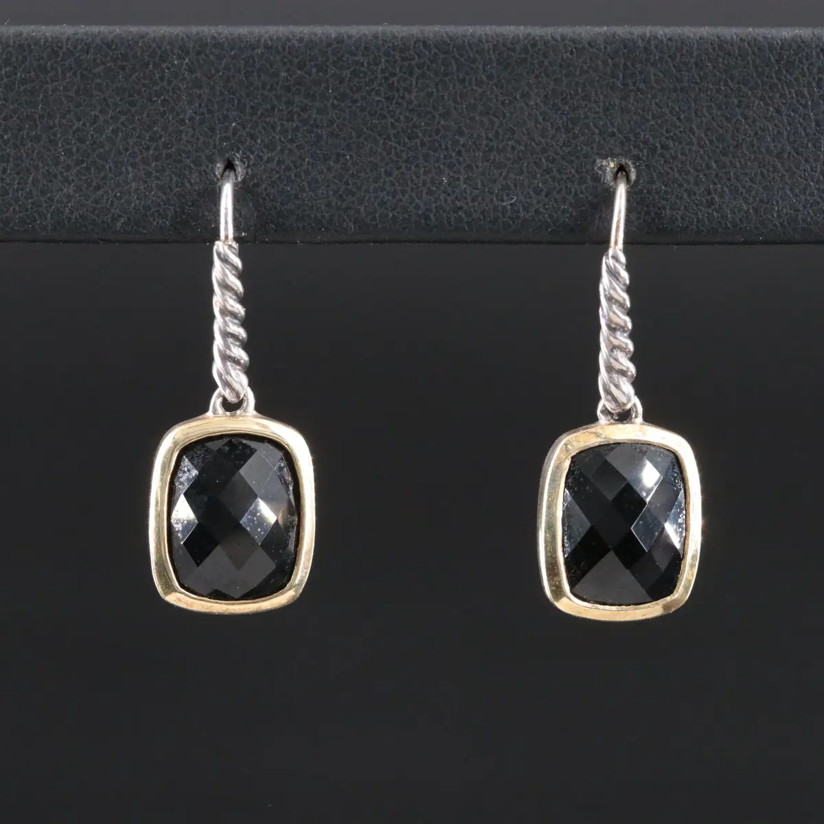 David Yurman Sterling, 18K and Black Onyx Drop Earrings