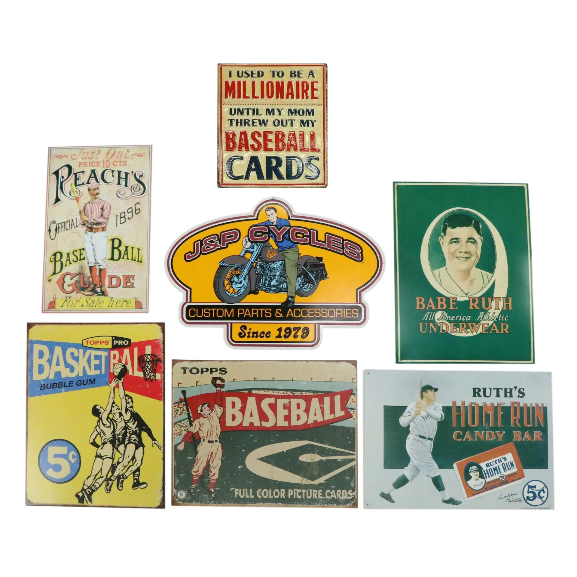 "Babe Ruth Underwear" and More Vintage Style Baseball Wall Signs