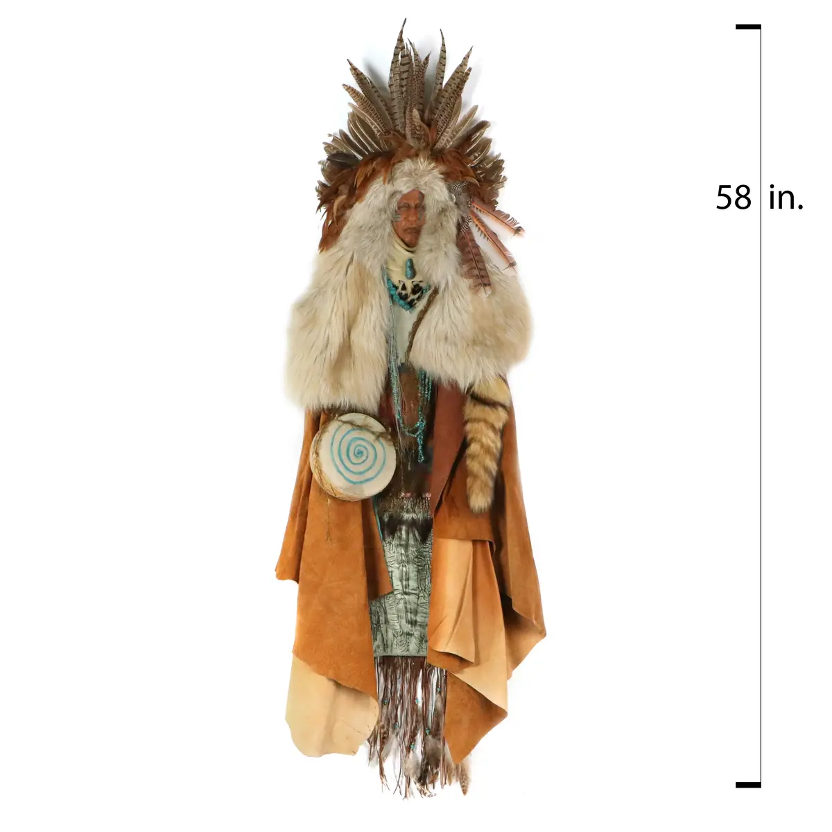 Misha Malpica Mixed Media Sculpture of Native American