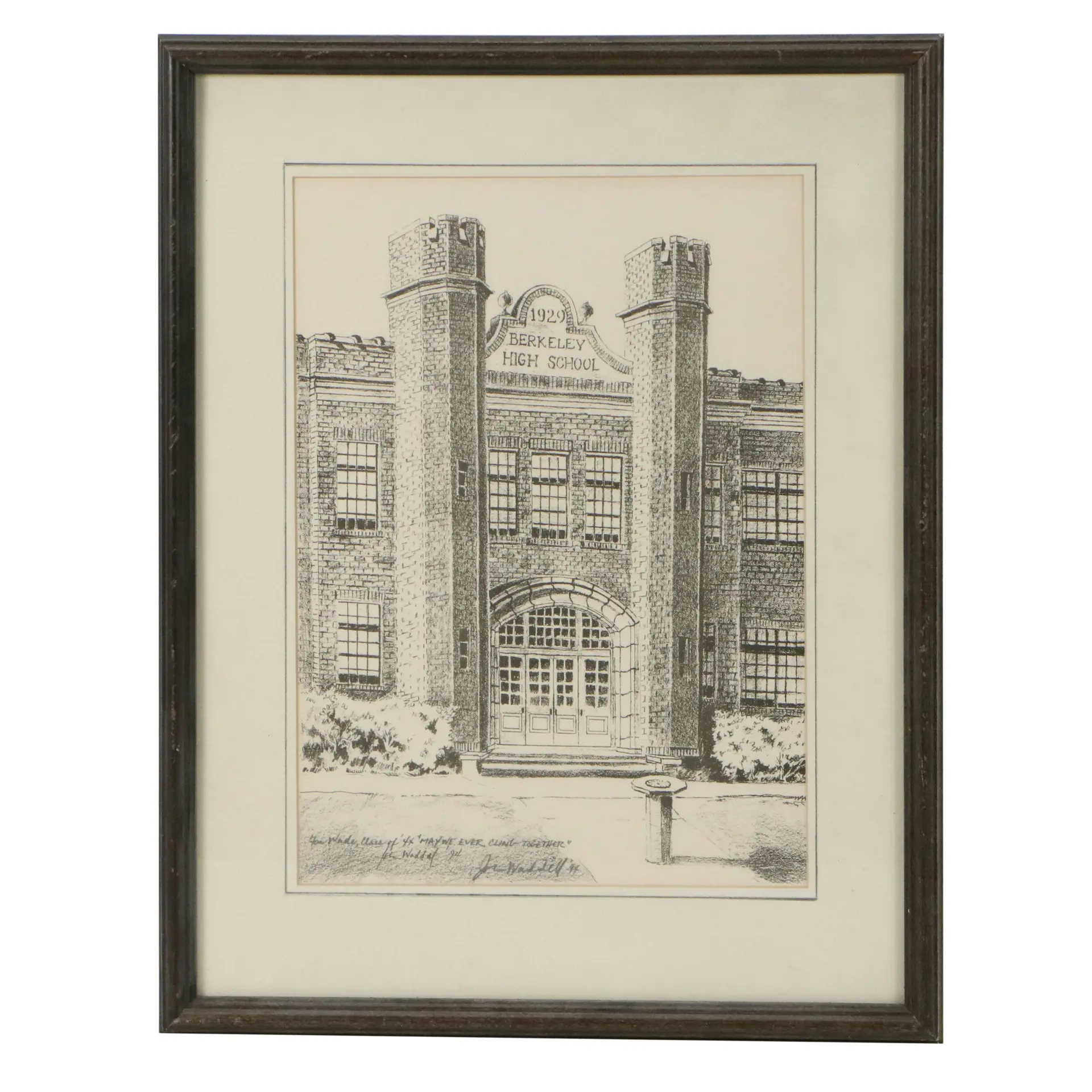 Joe Waddell Presentation Lithograph of the Berkeley High School Facade