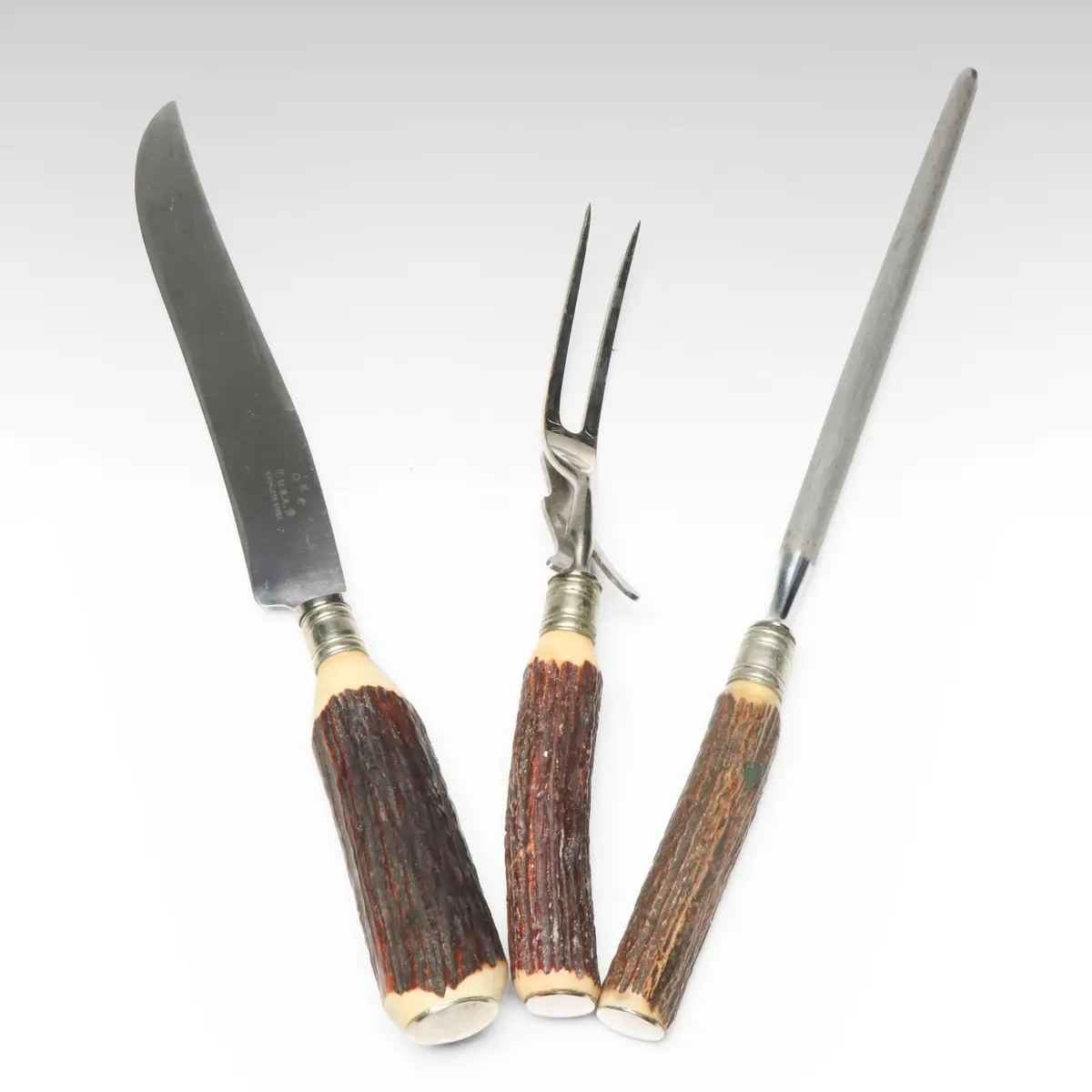 Boker Stag Antler Handled Carving Set, Mid-20th Century