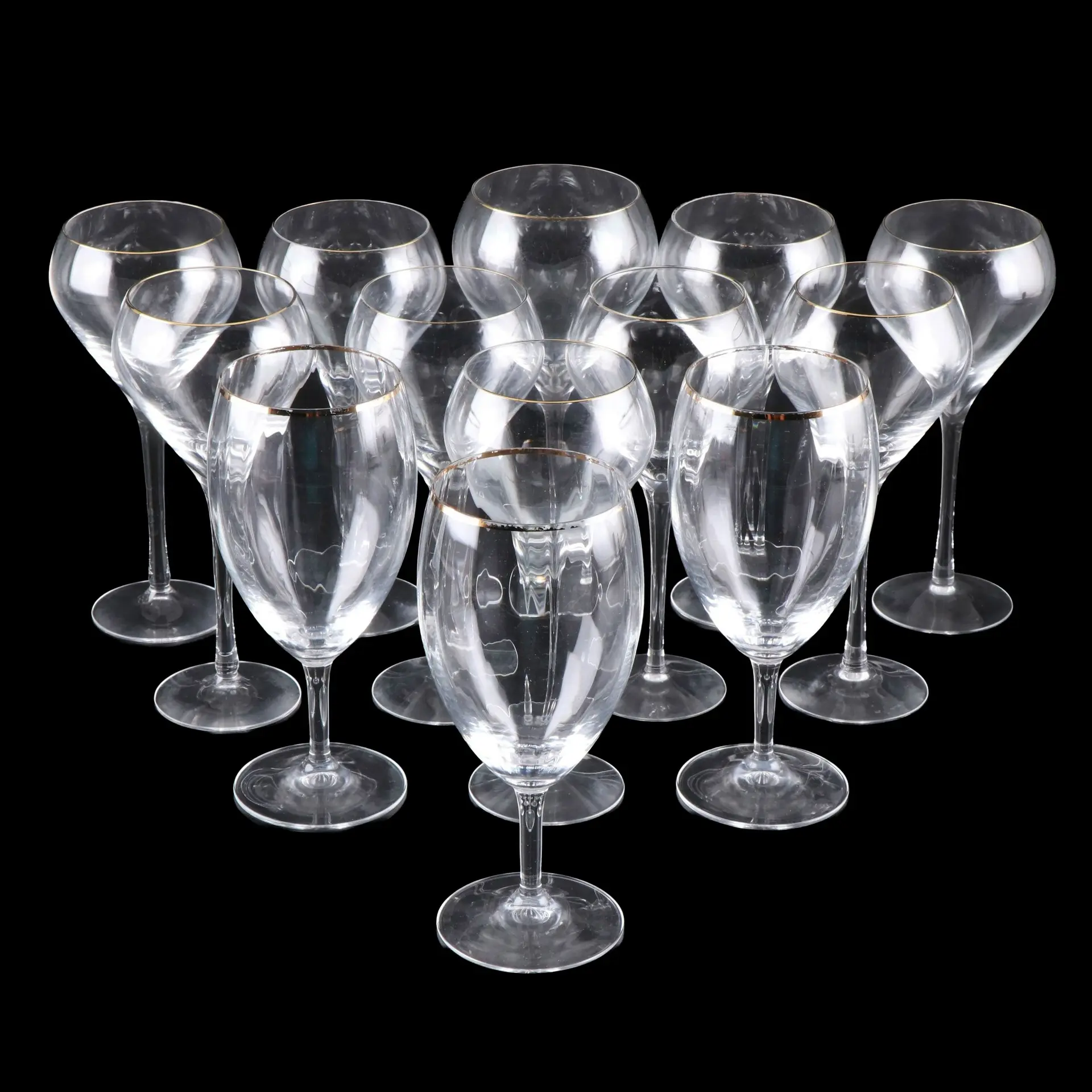 Lenox "Silhouette Gold" Crystal Wine Glasses and Water Goblets