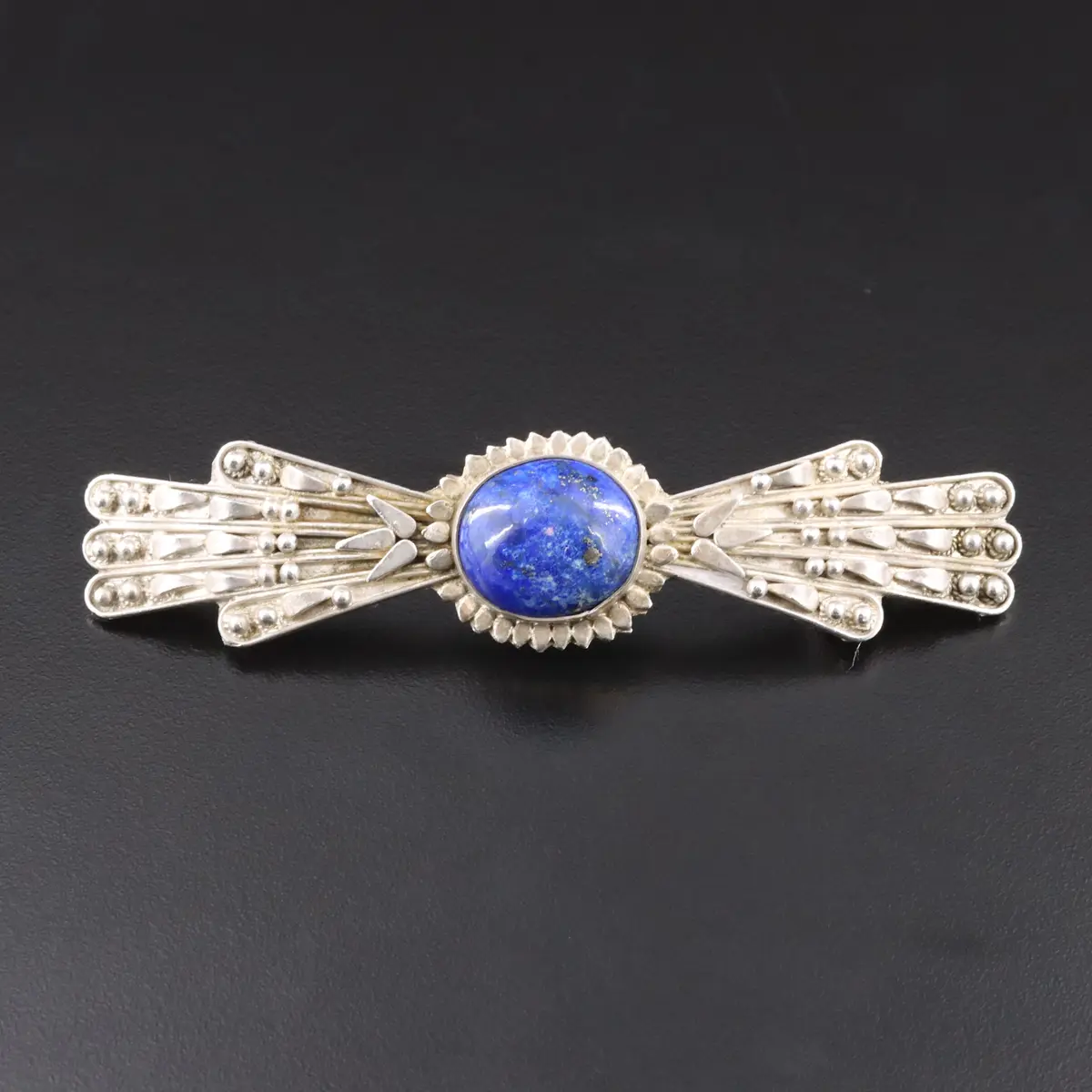 980 Silver Lapis Lazuli Bar Brooch