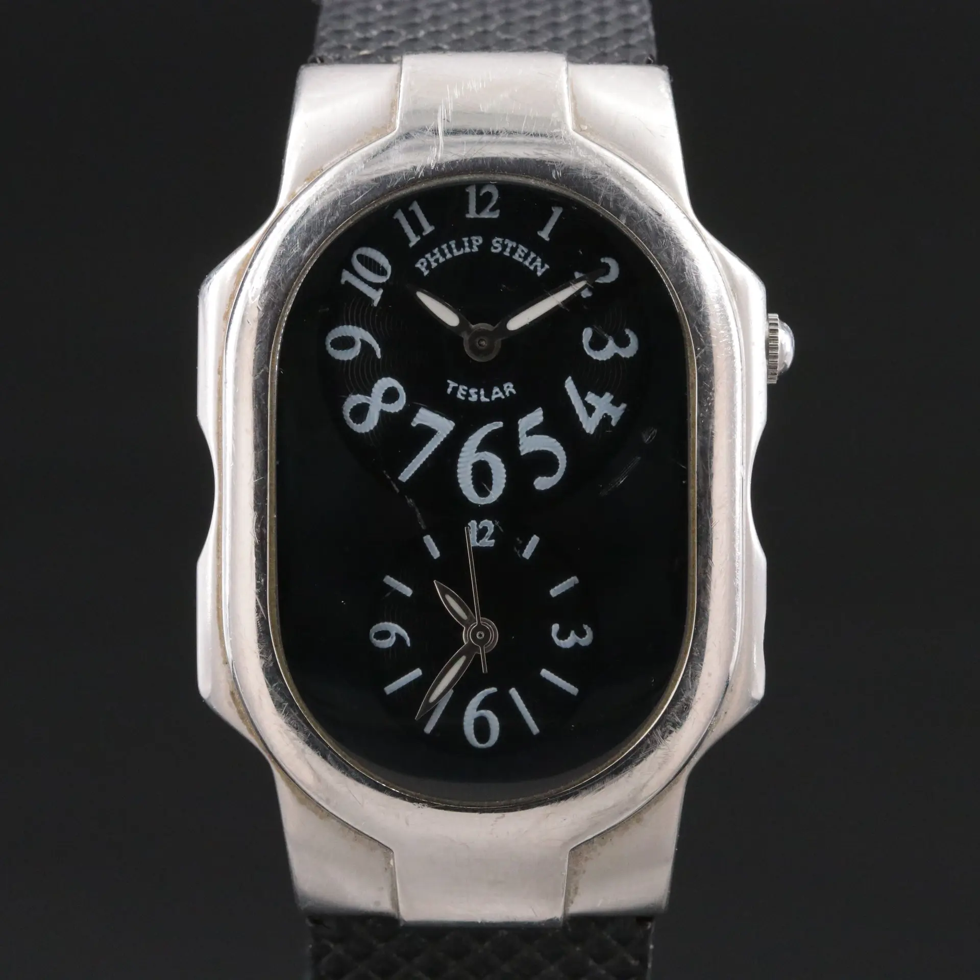 Philip Stein Teslar Dual Time Stainless Steel Quartz Watch