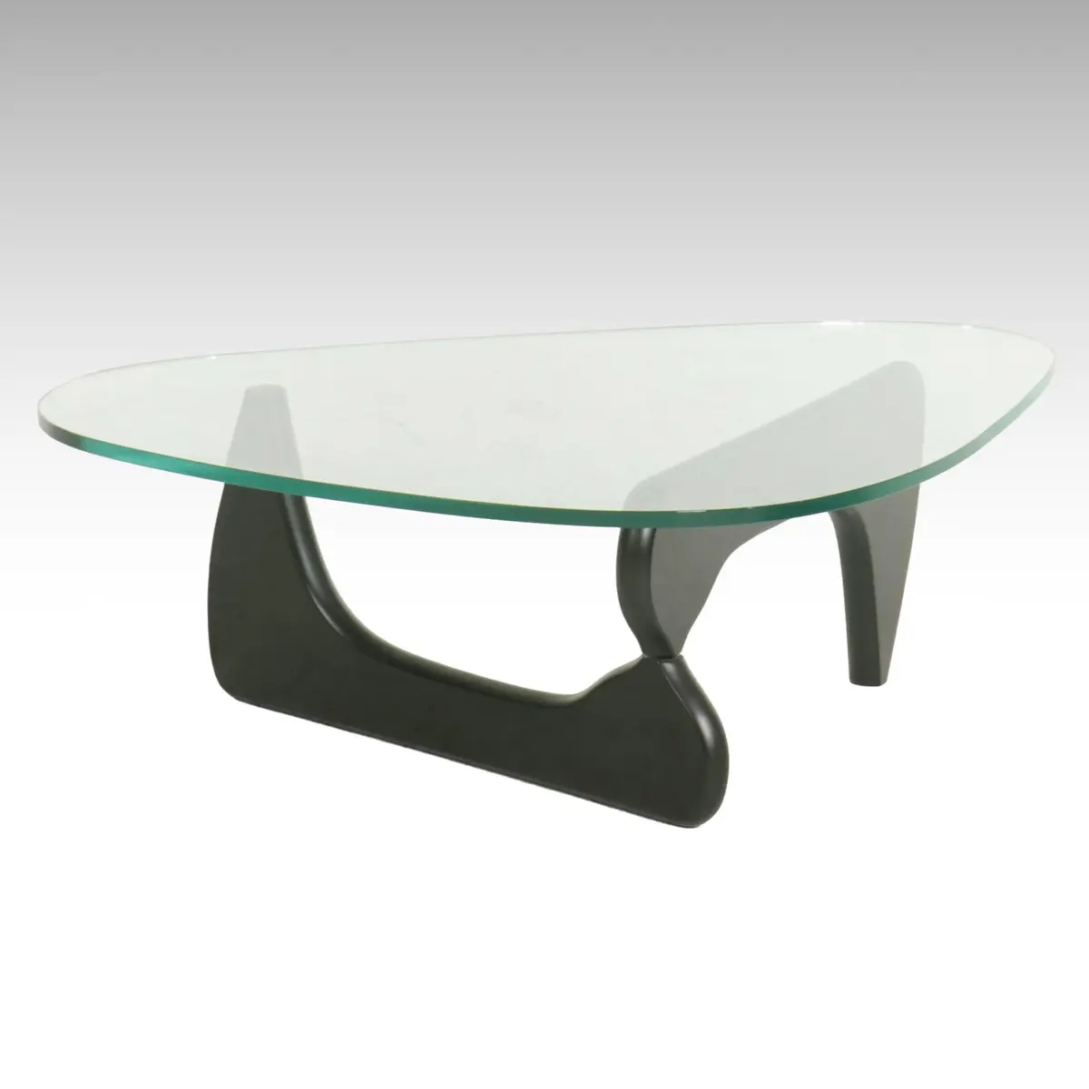 Isamu Noguchi Style Ebonized Wood & Glass Mid Century Modern Coffee Table