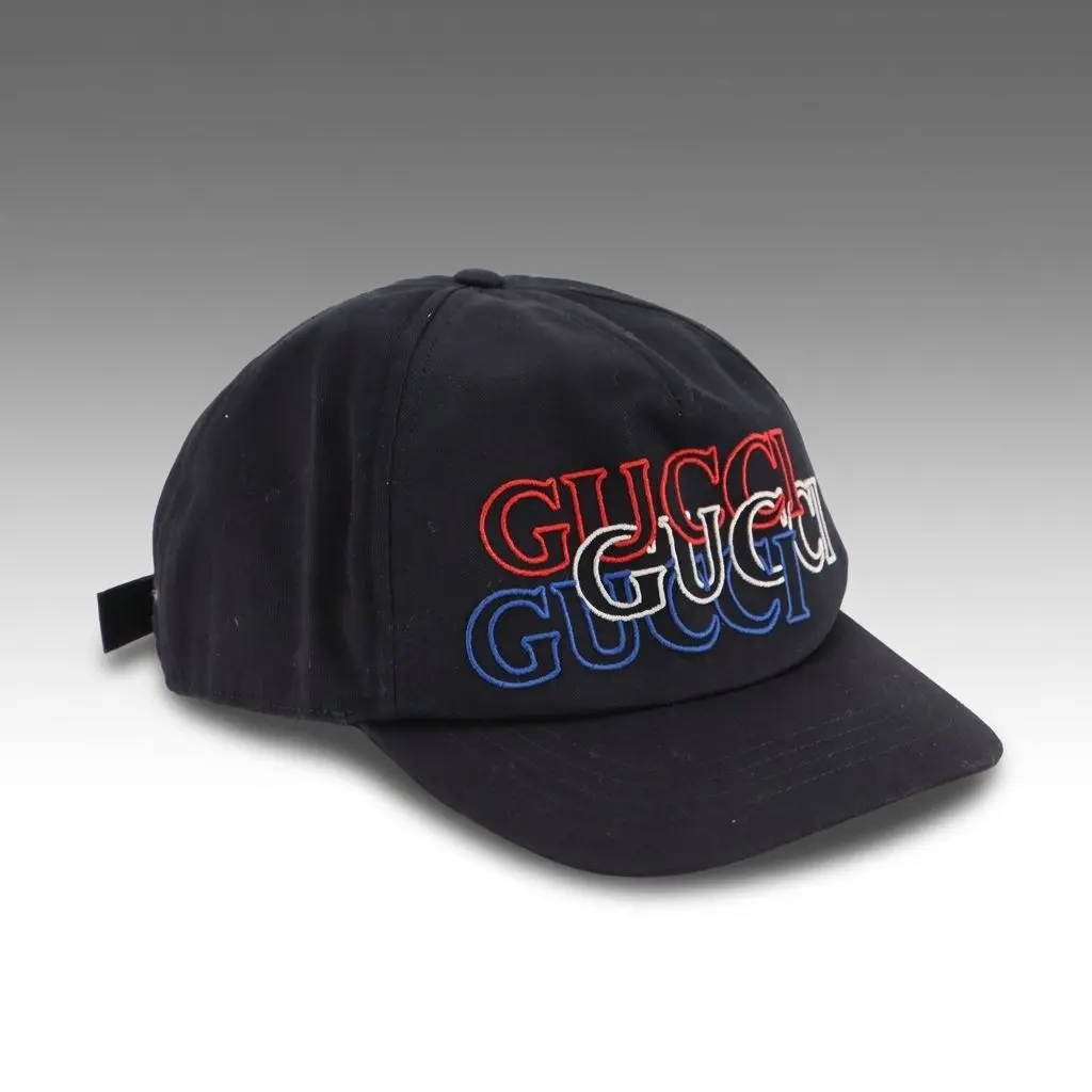 Gucci Stacked Logo Embroidered Cotton Baseball Cap