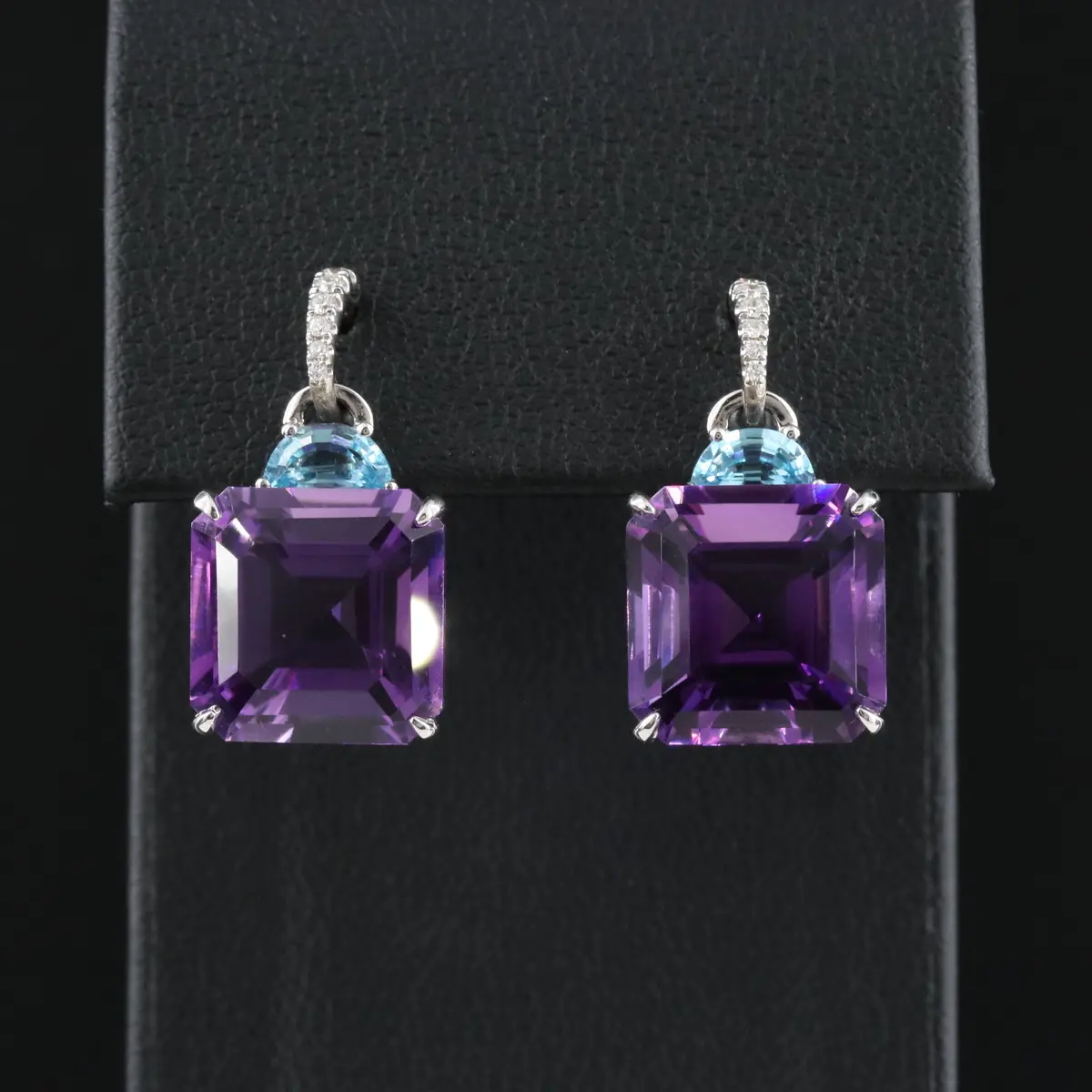 14K Amethyst, Topaz and Diamond Earrings