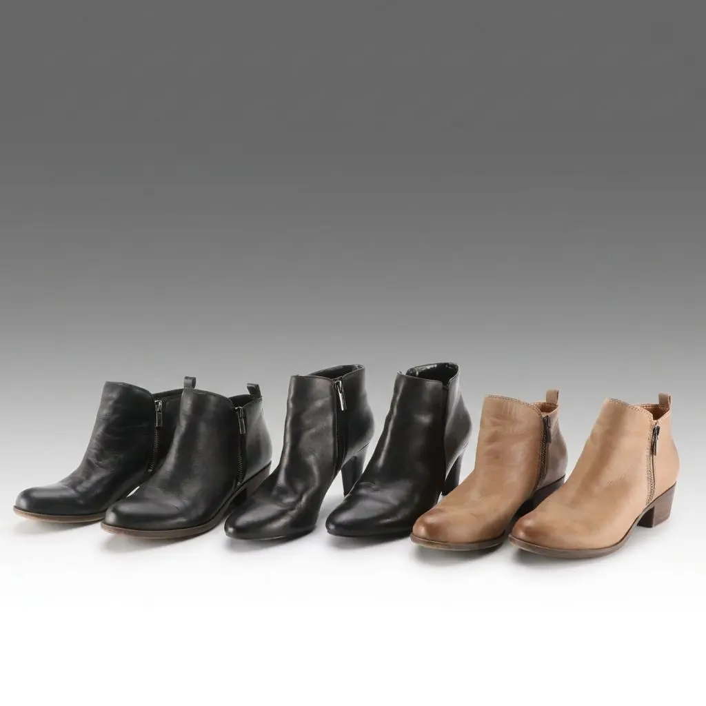 Bandolino Wincer Black Leather Heeled Ankle Booties with Lucky Brand