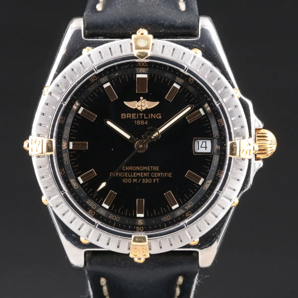 Breitling Windrider Gold & Steel 38mm Black Automatic Watch