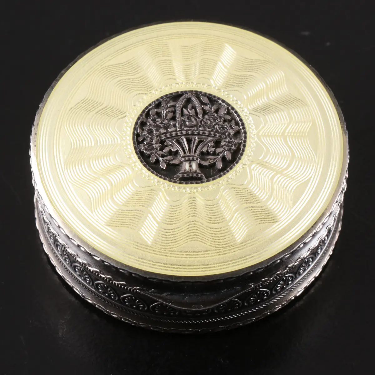 Austrian Art Deco Style Enameled Sterling Silver Compact, Vintage