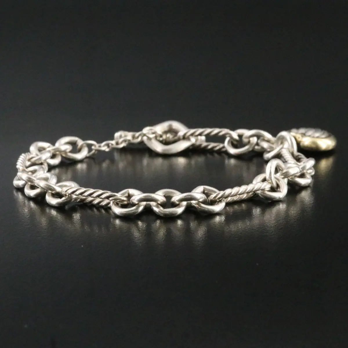 David Yurman Sterling Heart Charm Bracelet with 18K Accent
