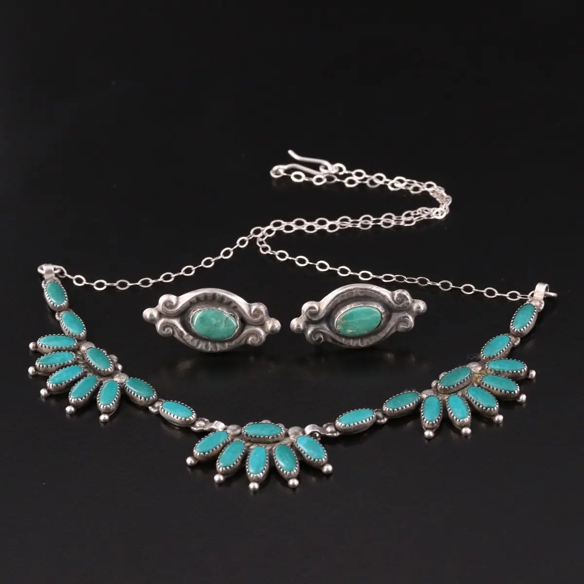 Western Sterling Turquoise Necklace & Earrings